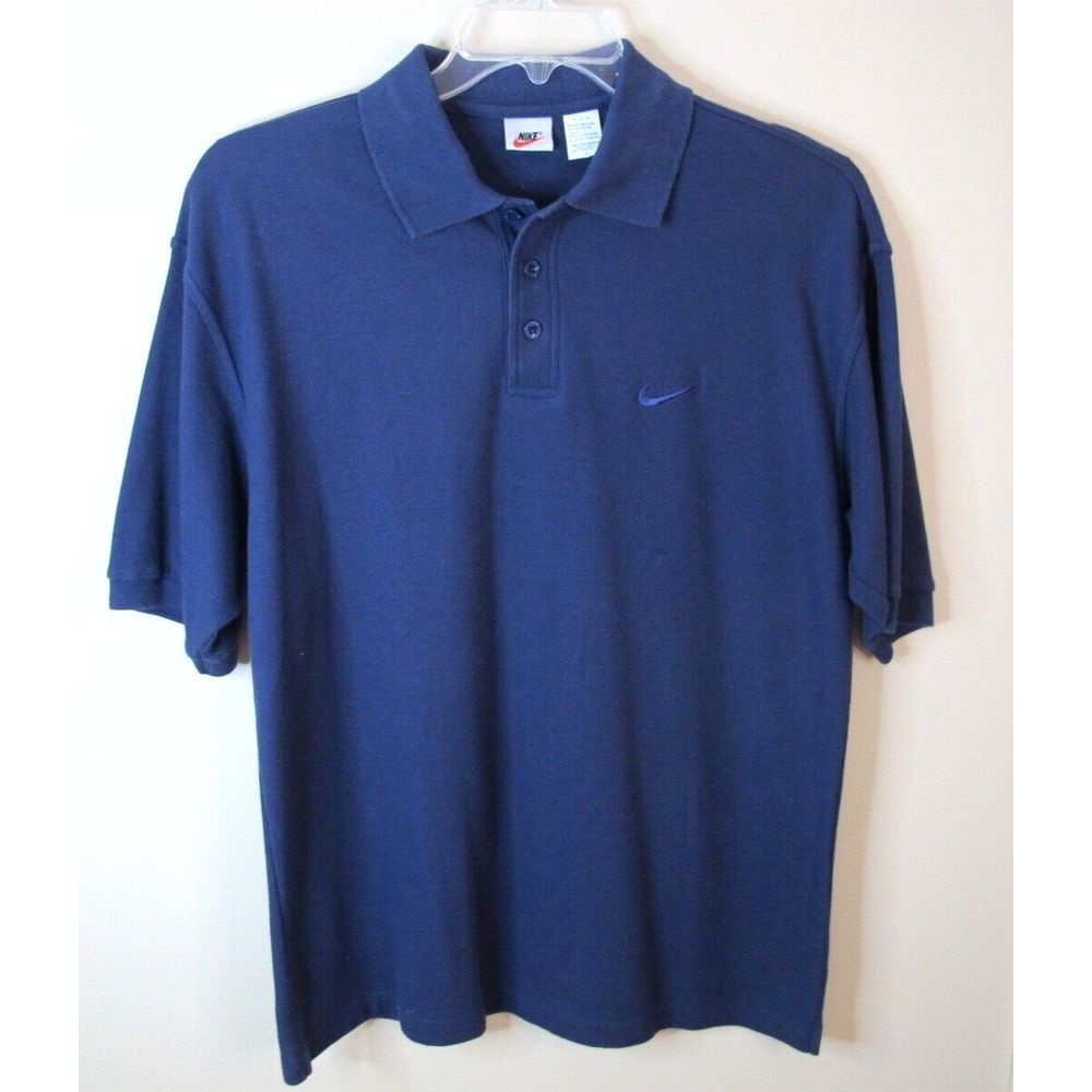 Nike Short Sleeve Vintage Tag Polo Swoosh Navy‎ Blue Men's Large